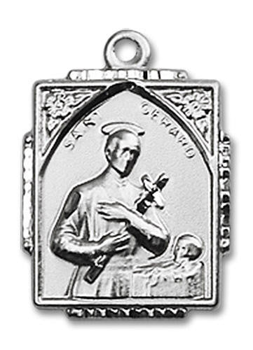 St Gerard Medal - Sterling Silver 3/4 x 1/2 Rectangular Pendant 0804GSS