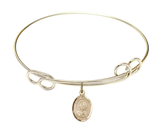 St Gianna Beretta Molla Double Loop Bangle Bracelet - Gold-Filled Charm 9322GF