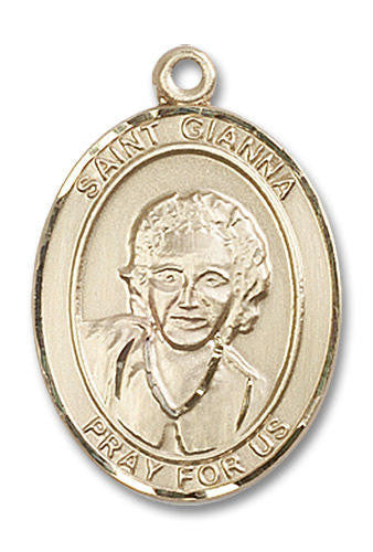 St Gianna Medal - 14kt Gold Oval Pendant 3 Sizes