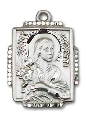 St. Goretti Medal - Sterling Silver 3/4" x 1/2" Rectangular Pendant (0804QSS)