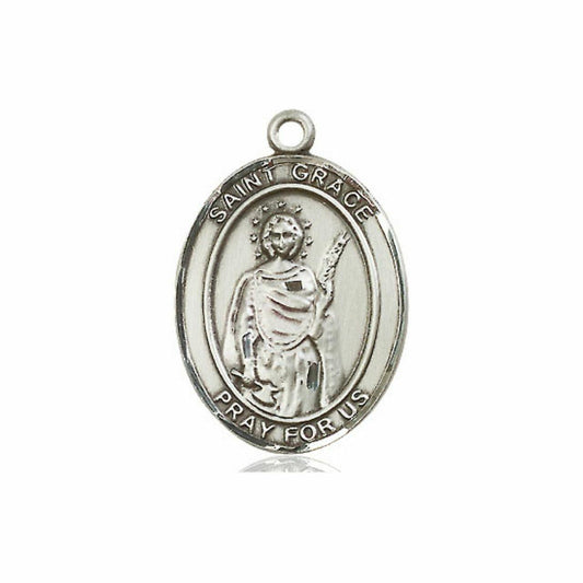 St Grace Medal - Sterling Silver Oval Pendant 3 Sizes
