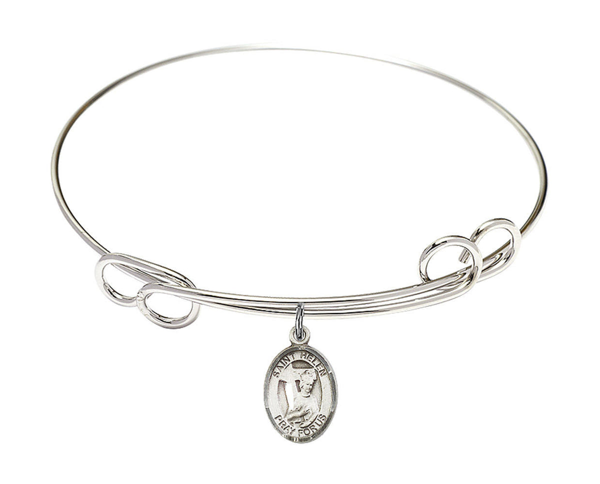St Helen Double Loop Bangle Bracelet - Sterling Silver Charm 9043SS