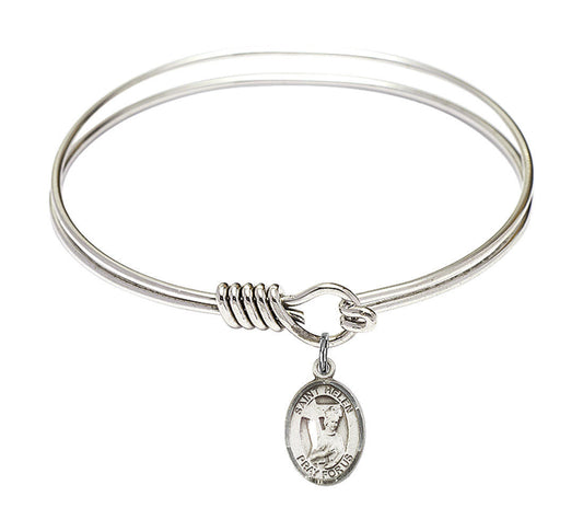 St Helen Round Eye Hook Bangle Bracelet - Sterling Silver Charm - 6.25 Inch 9043SS
