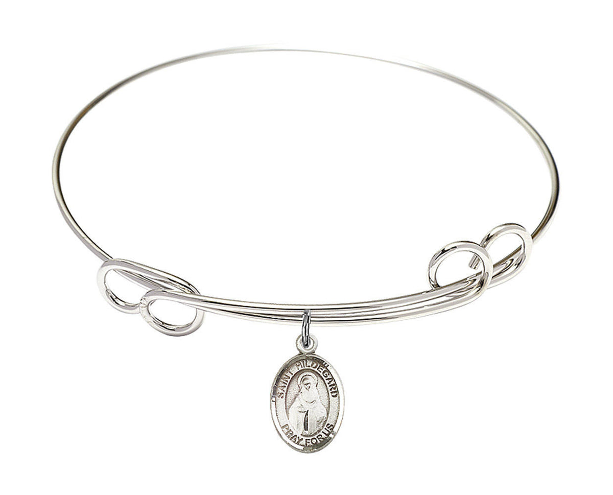 St Hildegard Von Bingen Double Loop Bangle Bracelet - Sterling Silver Charm 9260SS