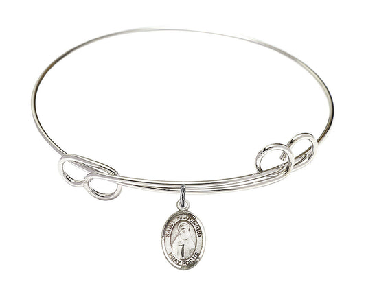 St Hildegard Von Bingen Double Loop Bangle Bracelet - Sterling Silver Charm 9260SS