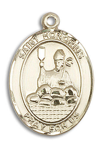 St Honorius Medal - 14kt Gold Oval Pendant 3 Sizes