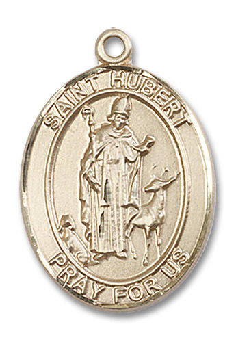 St Hubert of Liege Medal - 14kt Gold Oval Pendant 3 Sizes