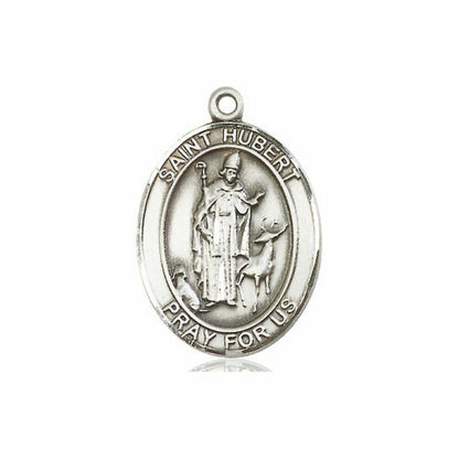 St Hubert of Liege Medal - Sterling Silver Oval Pendant 3 Sizes