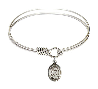 St Isaac Jogues Round Eye Hook Bangle Bracelet - Sterling Silver Charm - 6.25 Inch 9212SS