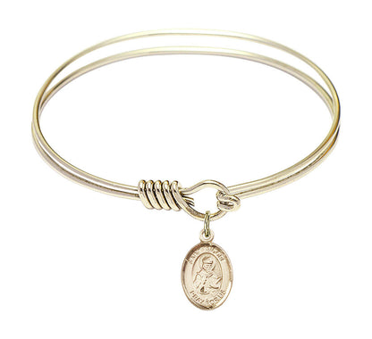 St Isidore of Seville Round Eye Hook Bangle Bracelet - Gold-Filled Charm - 6.25 Inch 9049GF