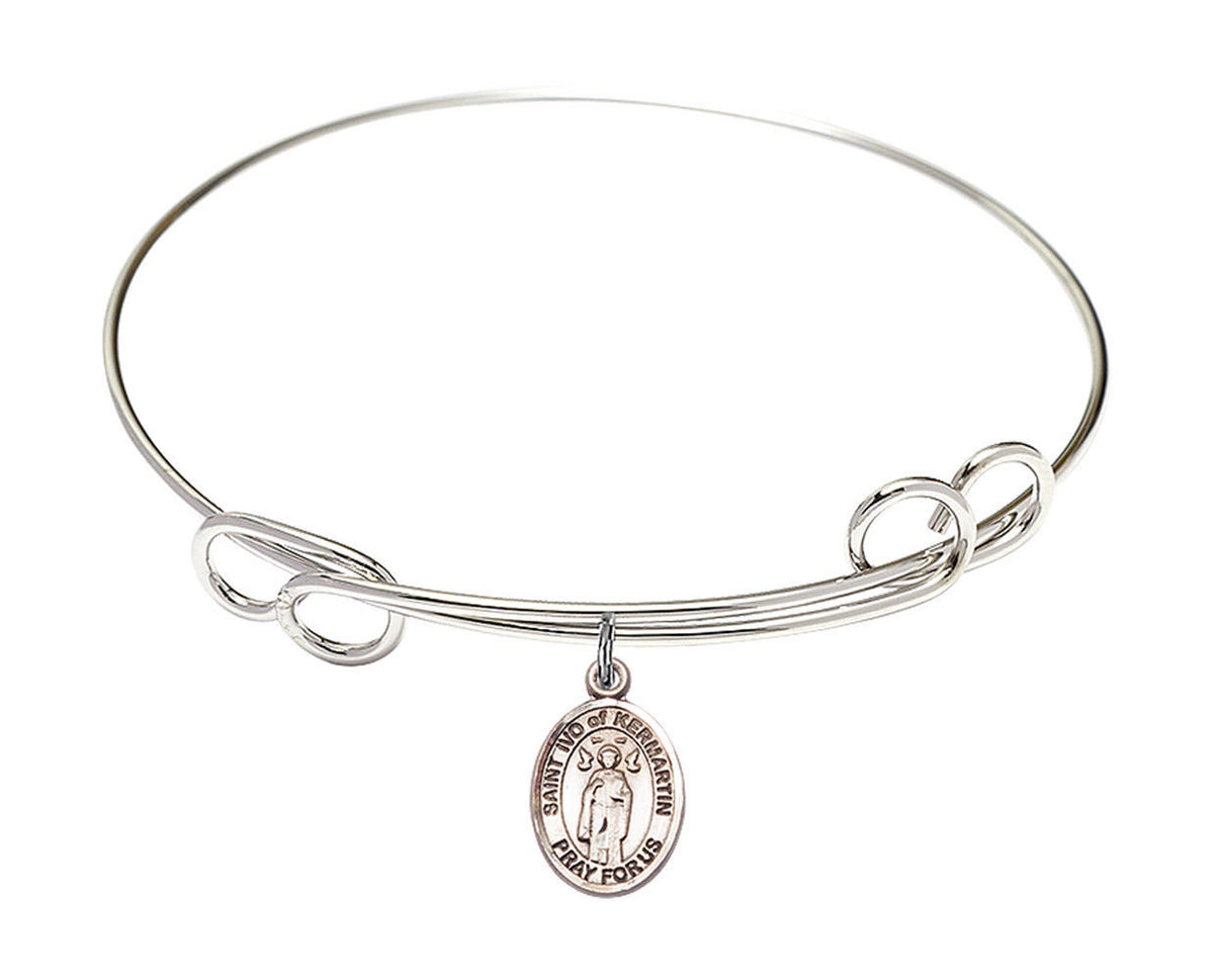 St Ivo of Kelmartin Double Loop Bangle Bracelet - Sterling Silver Charm 9384SS