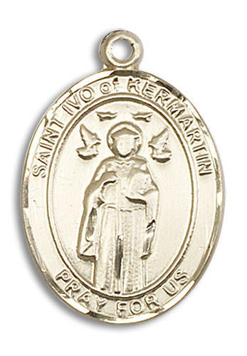 St Ivo of Kermartin Medal - 14kt Gold Oval Pendant 3 Sizes