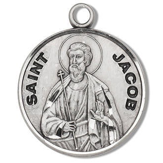 St Jacob Medal - Sterling Silver - On 20 Stainless Chain - Sterling Silver 7/8 x 3/4 Round Pendant