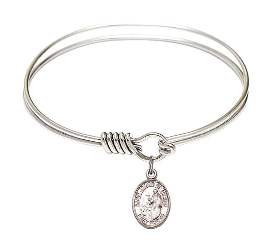 St Jacob of Nisibis Round Eye Hook Bangle Bracelet - Sterling Silver Charm - 6.25 Inch 9392SS
