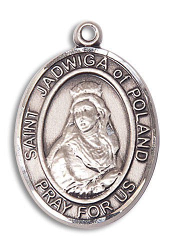 St Jadwiga of Poland Medal - Sterling Silver Oval Pendant 3 Sizes