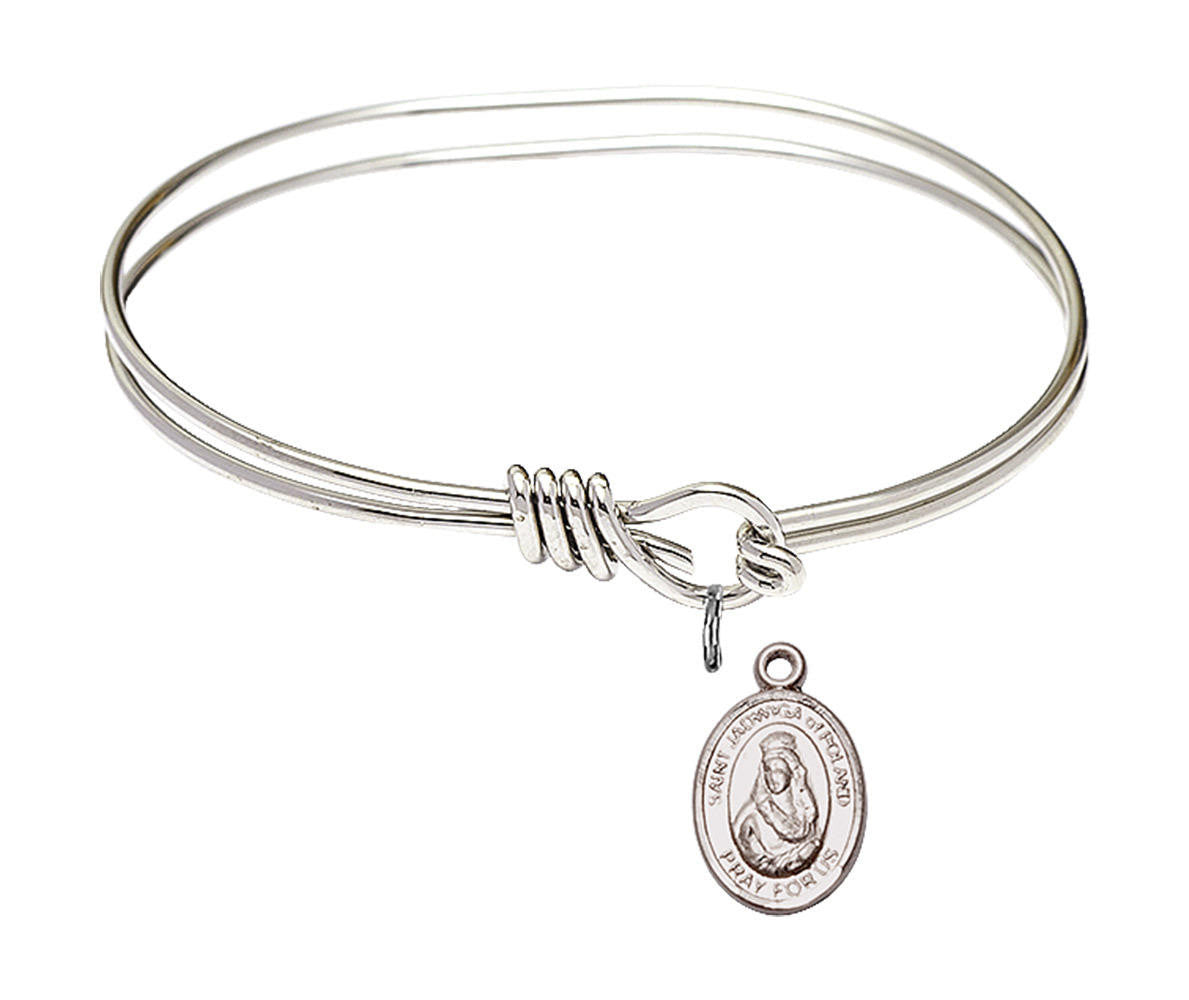 St Jadwigan of Poland Eye Hook Bangle Bracelet - Sterling Silver Charm 9434SS