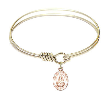 St. Jadwiga of Poland Round Eye Hook Bangle Bracelet - Gold-Filled Charm - 6.25 Inch (9434GF)