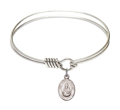 St Jadwigan of Poland Round Eye Hook Bangle Bracelet - Sterling Silver Charm - 6.25 Inch 9434SS