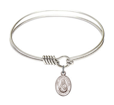 St. Jadwiga of Poland Round Eye Hook Bangle Bracelet - Sterling Silver Charm - 6.25 Inch (9434SS)