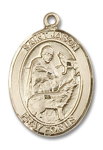 St Jason Medal - 14kt Gold Oval Pendant 3 Sizes