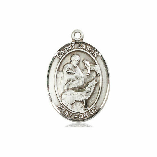 St Jason Medal - Sterling Silver Oval Pendant 3 Sizes