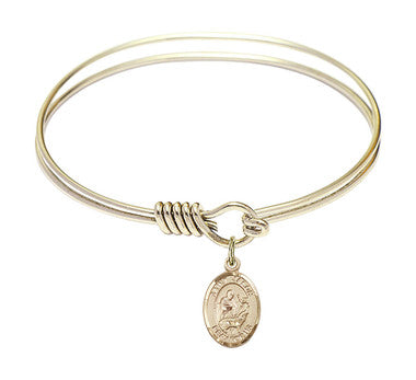 St. Jason Round Eye Hook Bangle Bracelet - Gold-Filled Charm - 6.25 Inch (9051GF)