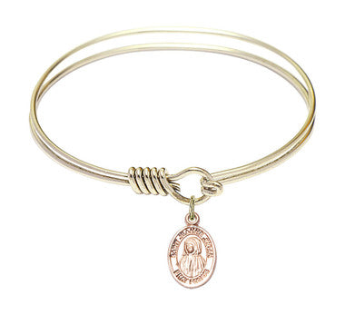 St. Jeanne Jugan Round Eye Hook Bangle Bracelet - Gold-Filled Charm - 6.25 Inch (9409GF)