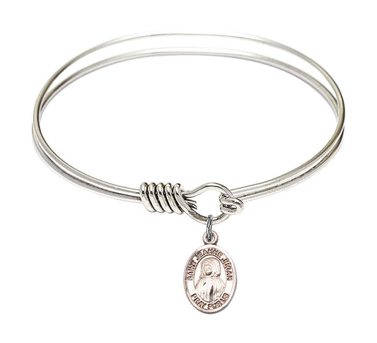 St Jeanne Jugan Round Eye Hook Bangle Bracelet - Sterling Silver Charm - 6.25 Inch 9409SS