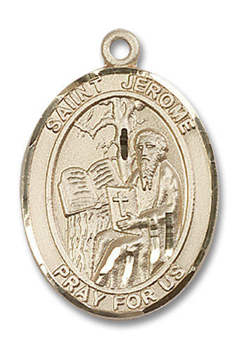 St Jerome Medal - 14kt Gold Oval Pendant 3 Sizes