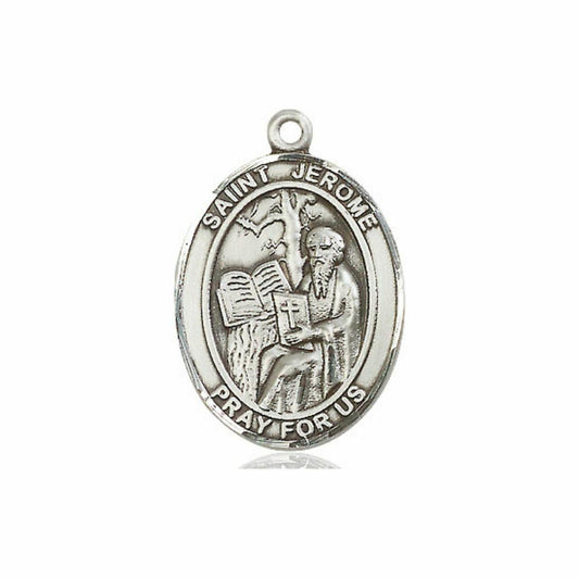 St Jerome Medal - Sterling Silver Oval Pendant 3 Sizes