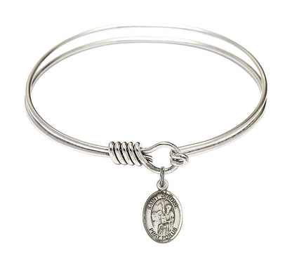 St Jerome Round Eye Hook Bangle Bracelet - Sterling Silver Charm - 6.25 Inch 9135SS