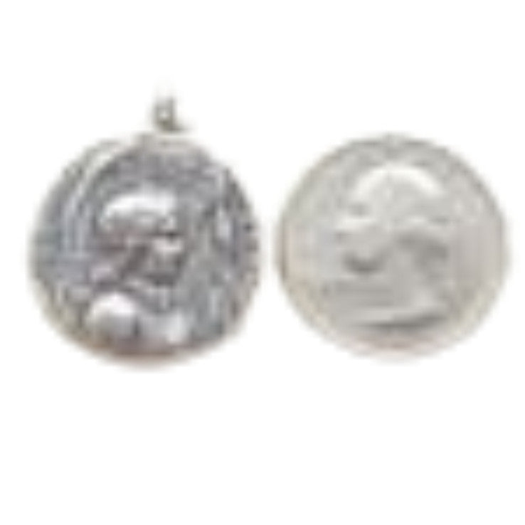 St. Joan of Arc Battle Flag Medal - Sterling Silver 1" Round Antique Replica Pendant