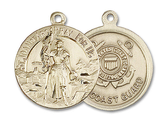 St Joan of Arc Coast Guard Medal - 14kt Gold 7/8 x 3/4 Round Pendant 0193
