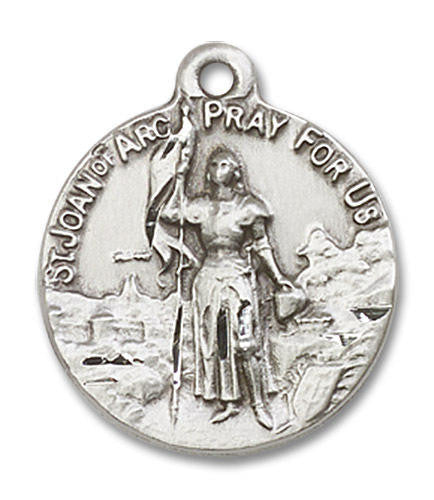 St Joan of Arc Medal - Sterling Silver 7/8 x 3/4 Round Pendant 0193SS