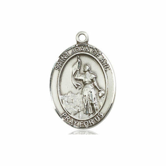 St Joan of Arc Medal - Sterling Silver Oval Pendant 3 Sizes