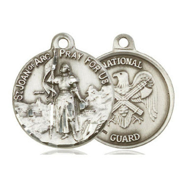 St. Joan of Arc National Guard Medal - Sterling Silver 7/8" x 3/4" Round Pendant (0193SS5)