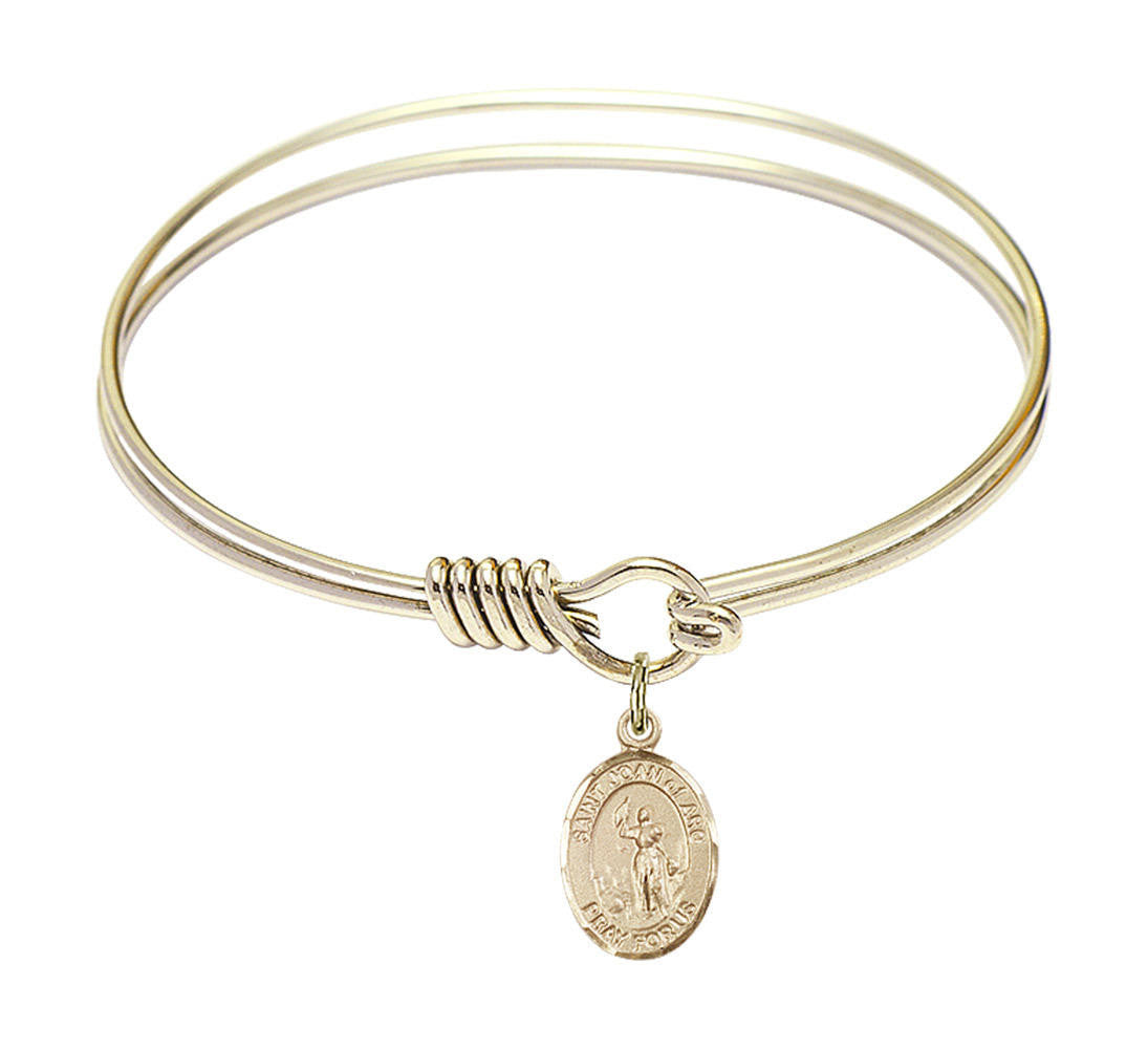 St Joan of Arc Round Eye Hook Bangle Bracelet - Gold-Filled Charm - 6.25 Inch 9053GF