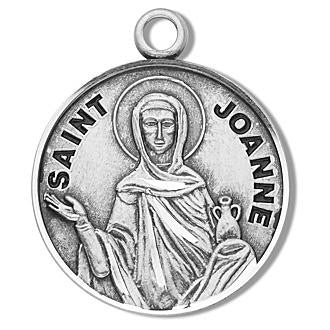 St Joanne Medal - Sterling Silver - On 18 Stainless Chain - Sterling Silver 7/8 x 3/4 Round Pendant