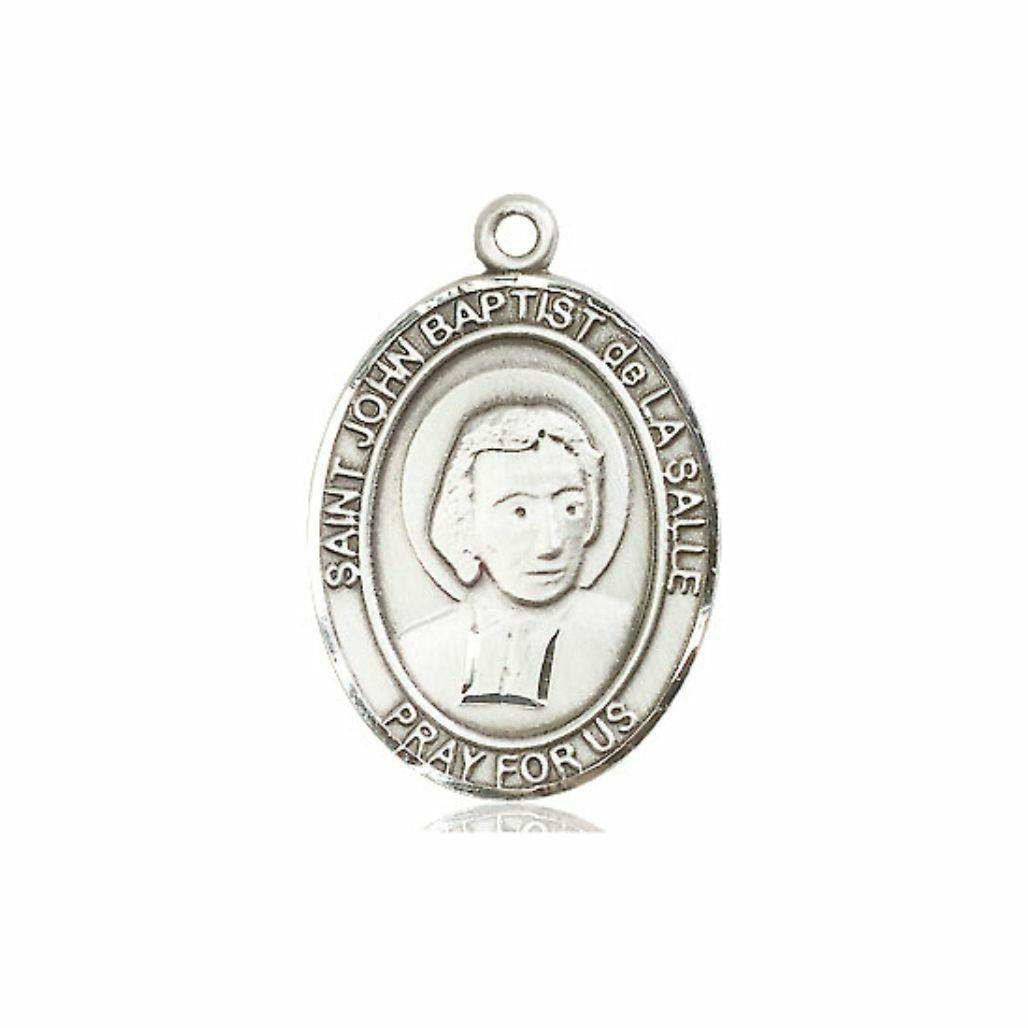St John Baptist De La Salle Medal - Sterling Silver Oval Pendant 3 Sizes
