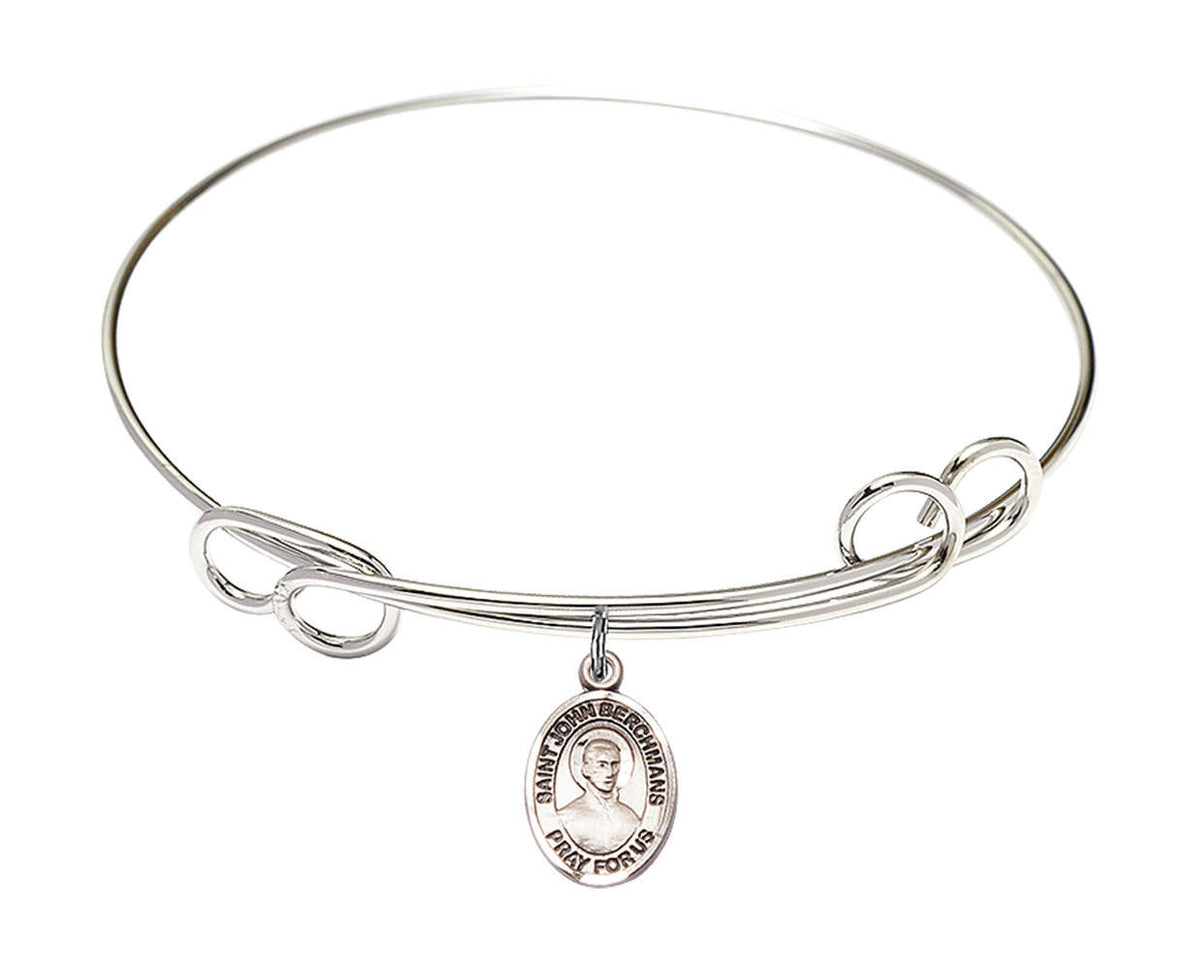 St John Berchmans Double Loop Bangle Bracelet - Sterling Silver Charm 9370SS