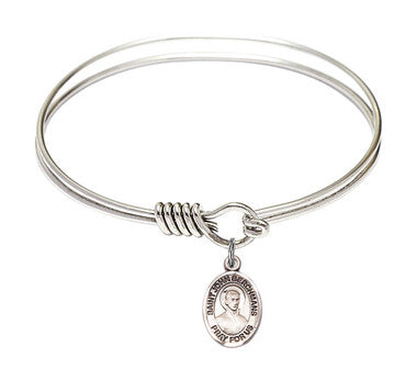 St. John Berchmans Round Eye Hook Bangle Bracelet - Sterling Silver Charm - 6.25 Inch (9370SS)