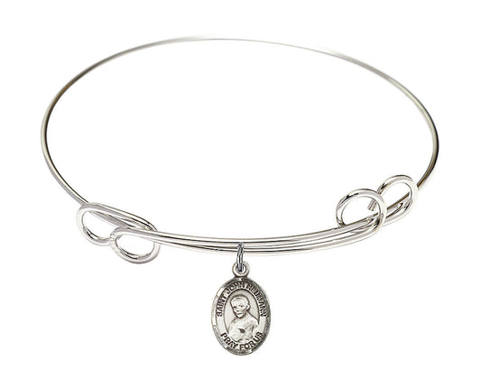 St John Neumann Double Loop Bangle Bracelet - Sterling Silver Charm 9204SS