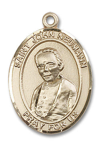 St John Neumann Medal - 14kt Gold Oval Pendant 3 Sizes