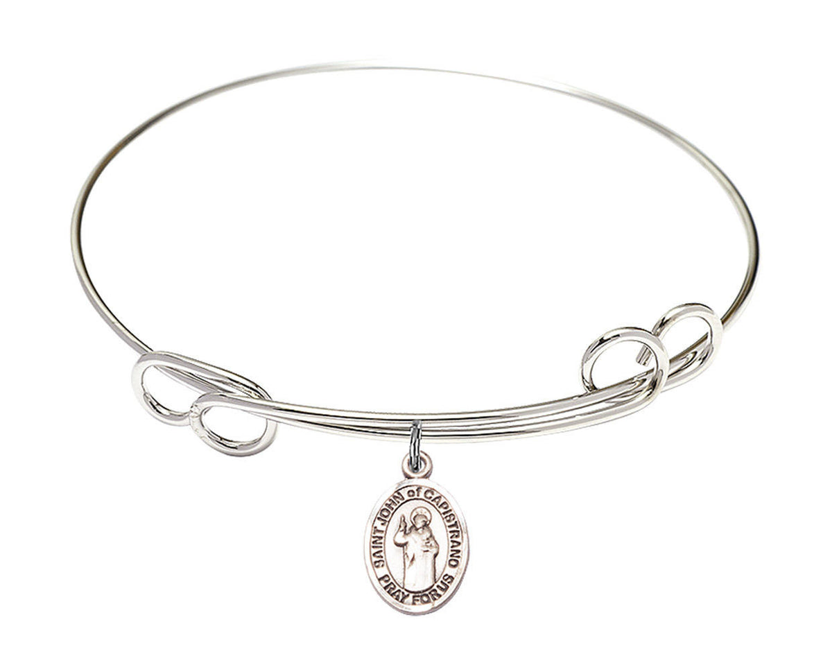 St John of Capistrano Double Loop Bangle Bracelet - Sterling Silver Charm 9350SS