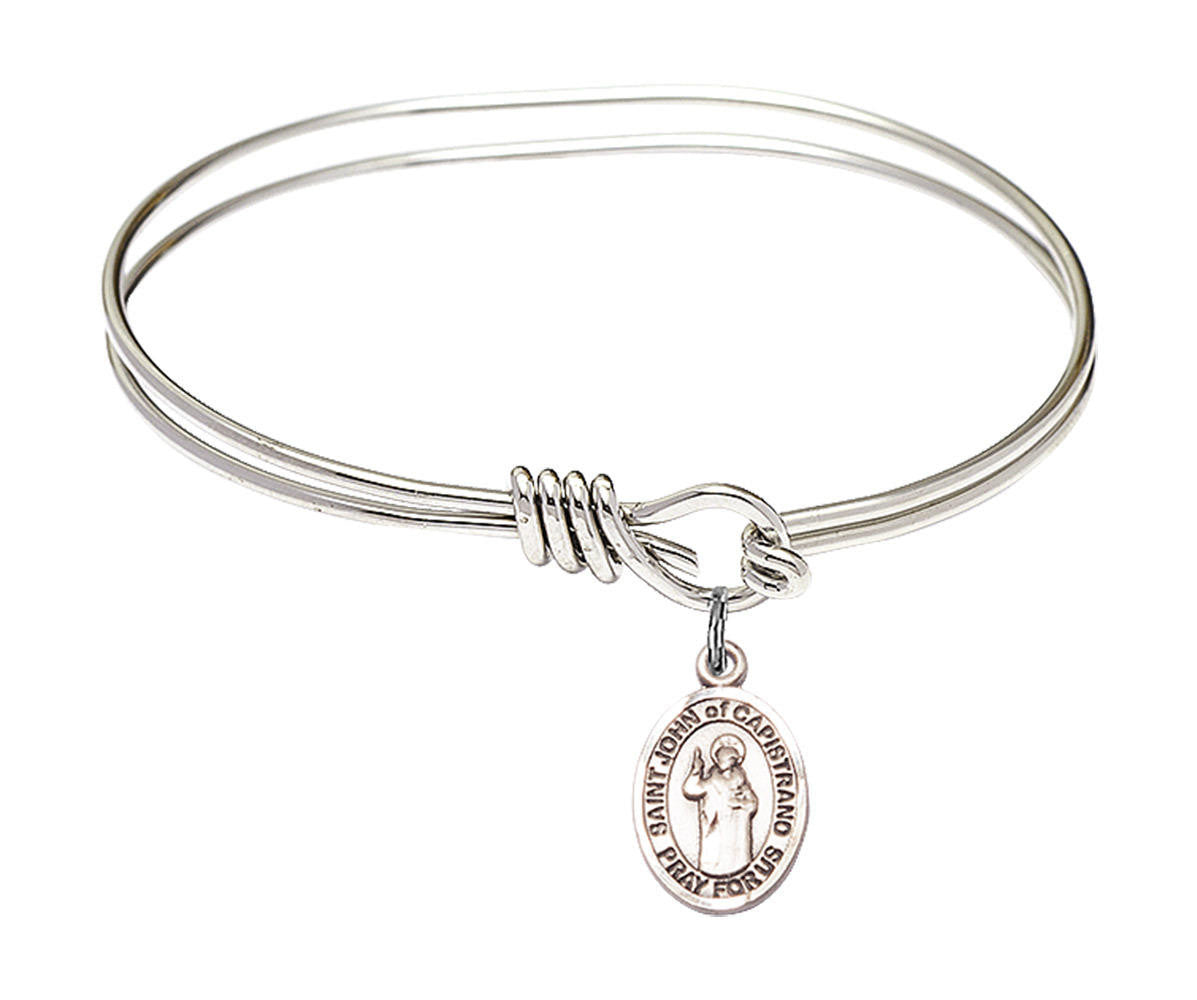 St John of Capistrano Eye Hook Bangle Bracelet - Sterling Silver Charm 9350SS