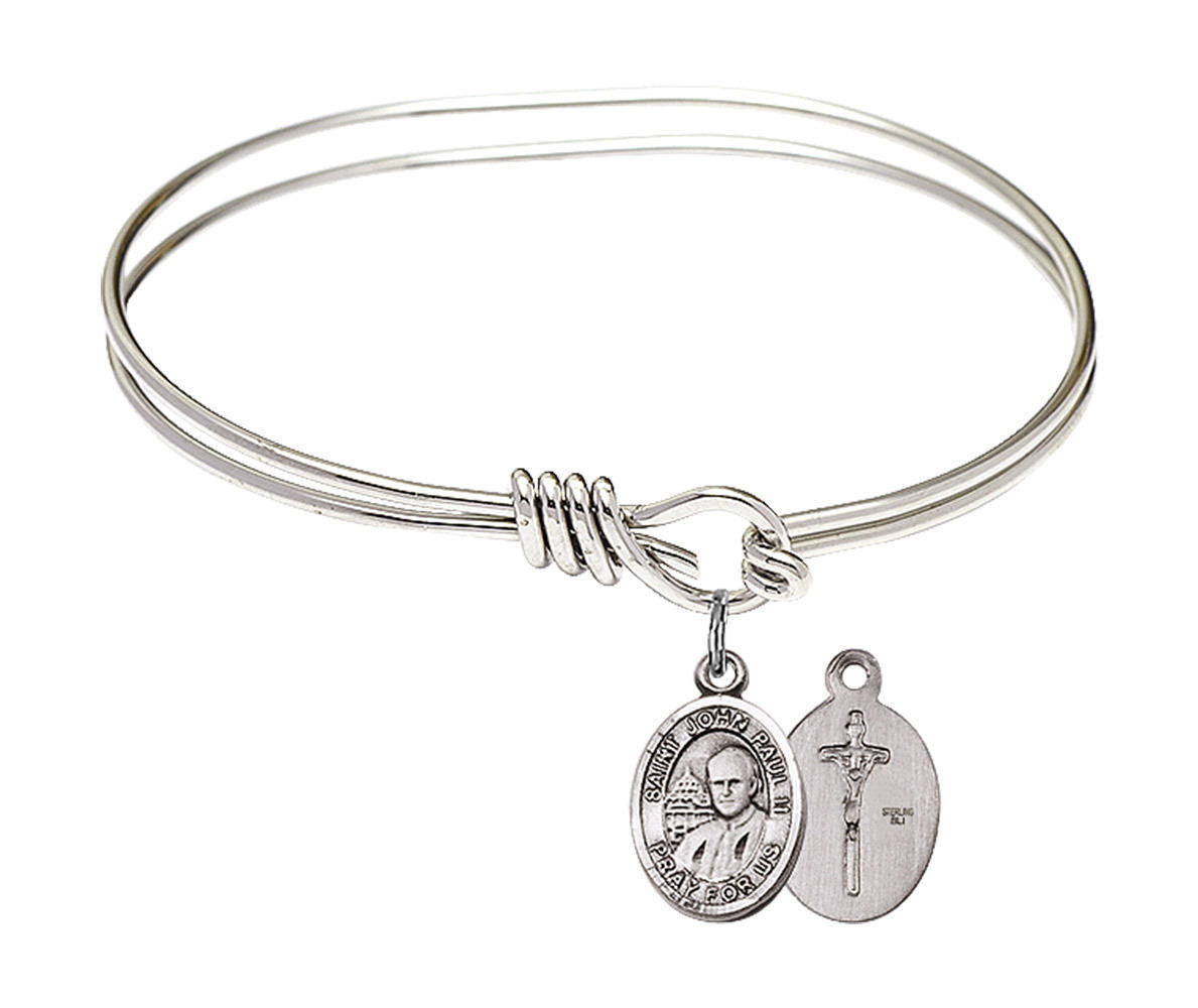 St John Paul II Eye Hook Bangle Bracelet - Sterling Silver Charm 9234SS