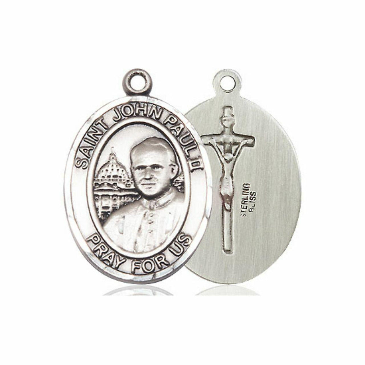 St John Paul II Medal - Sterling Silver Oval Pendant 3 Sizes
