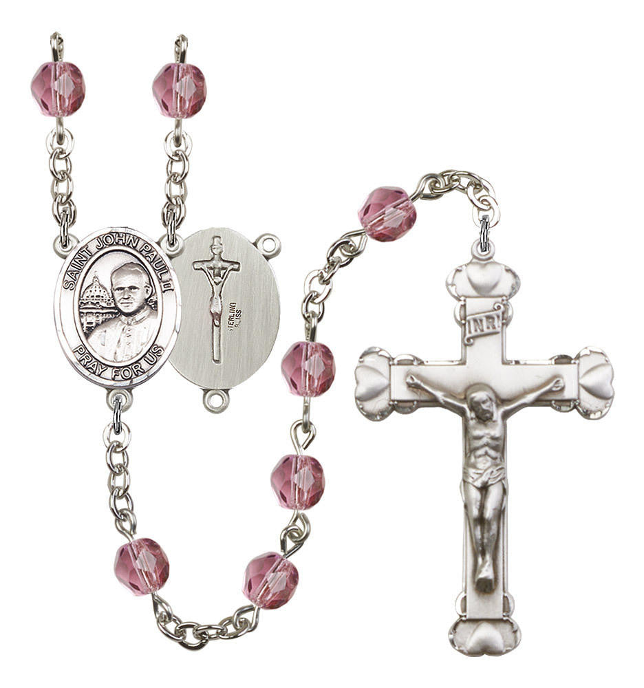 St John Paul II Rosary - 6MM Fire Polished Beads 8234SS