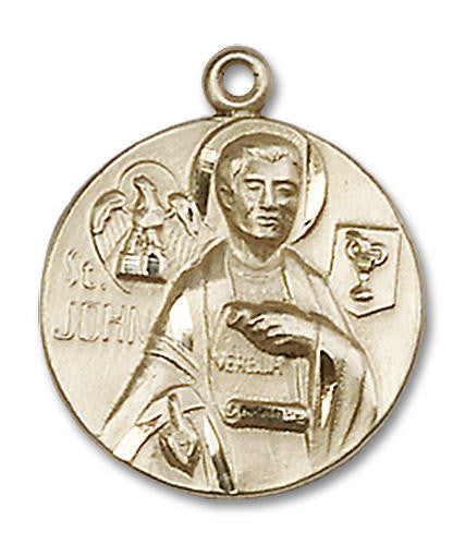 St John The Evangelist Medal - 14kt Gold 3/4 x 5/8 Round Pendant 4231