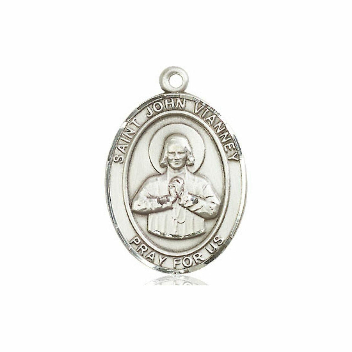 St John Vianney Medal - Sterling Silver Oval Pendant 3 Sizes